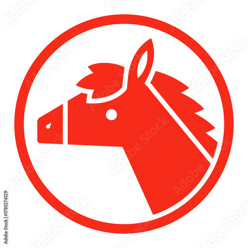 馬の丸いはんこのイラスト