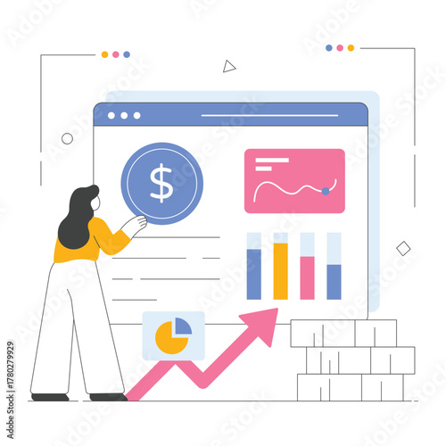 Designing smart financial approach for future profit Illustration  