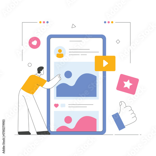 Reviewing notifications and updates on online accounts Illustration  