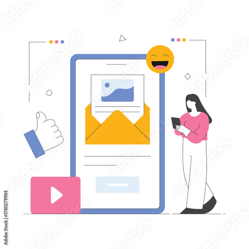 Engaging audience through interactive online presence Illustration  