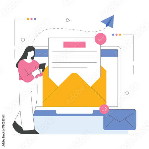 Privately contacting someone via online chat Illustration  