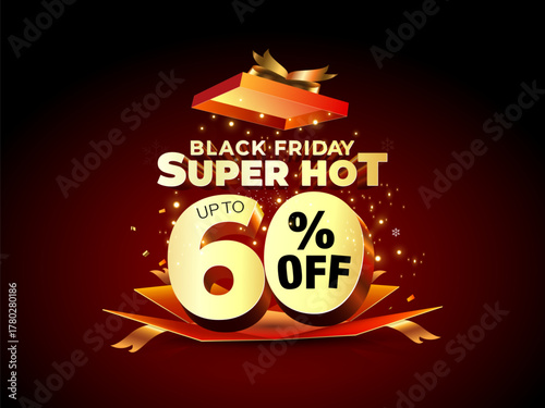 Black Friday: 3d logotype post design for Super Hot Sale Up to 60% Off, Amazing Offers, Deals, and Discount.