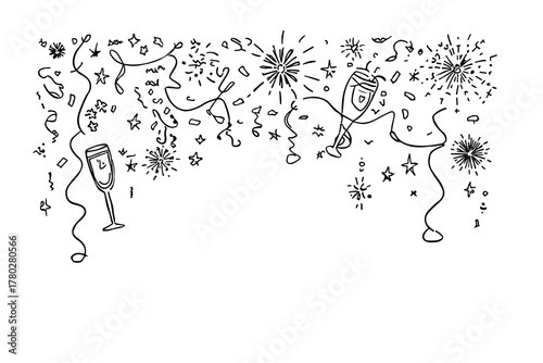 kawaii new year doodles. happy new year doodles