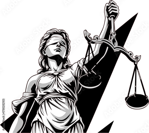 Lady Justice Blindfolded Goddess of Law and Order with Scales in Hand - Symbolic Icon of Legal Fairness