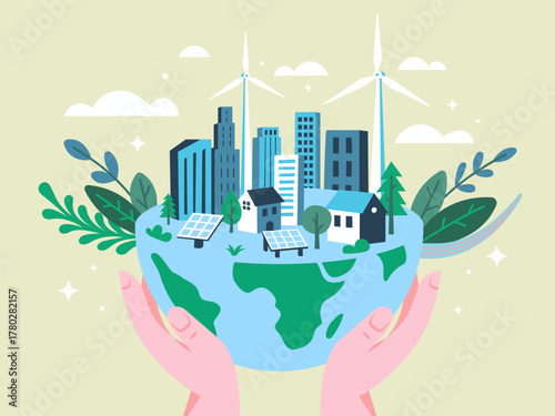 Sustainable City Earth Illustration