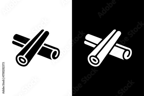 Elegant Cinnamon Sticks Silhouette. Vector Icon for Spice and Herbal Design Concepts