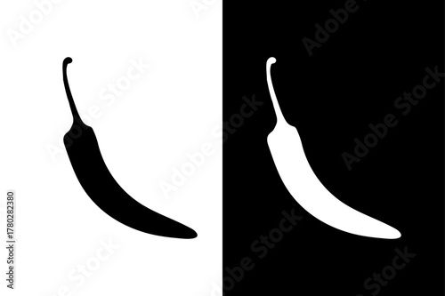 Tablou pe pânză Hot chili paper icon Silhouette vector design on white black background