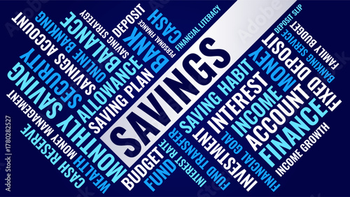 Savings Finance Word Cloud Dynamic Layout Investment Banking Security Concept