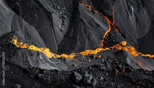 Processed collage of industrial pea coal surface texture. Background for banner, backdrop or texture for 3D mapping