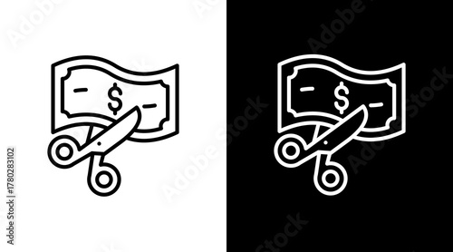 Budget Cuts  White Icon Set Design