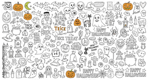 Hand-Drawn Halloween Doodle & SVG Cut File Bundle Trick or Treat