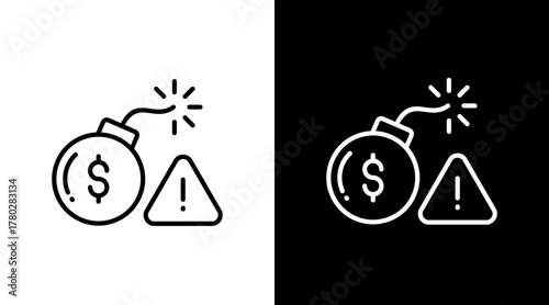 Debt Crisis  White Icon Set Design