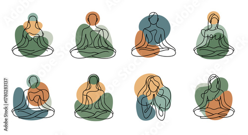 Health and Wellness Infographic Elements - Hand-Drawn Vector Set, sophisticated, abstract visuals for high-end spa, therapy for corporate wellness brands.