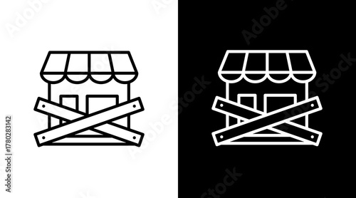 Business Closure  White Icon Set Design