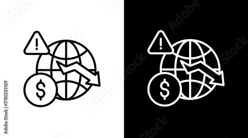 Financial Distress  White Icon Set Design