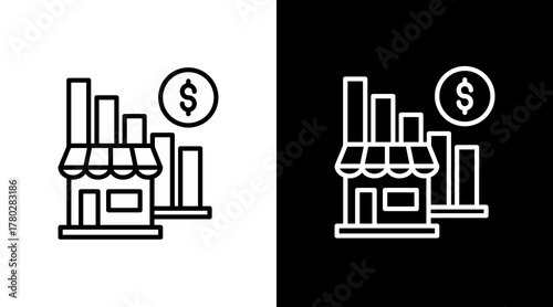 Market Slump  White Icon Set Design