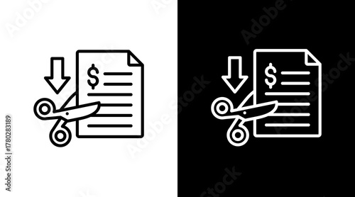 Wage Cuts  White Icon Set Design
