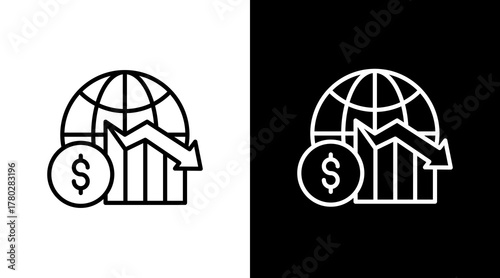 Economic Meltdown  White Icon Set Design