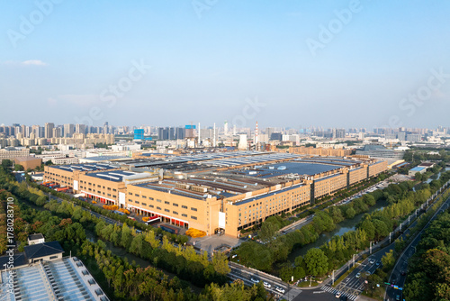 aerial view modern industrail building