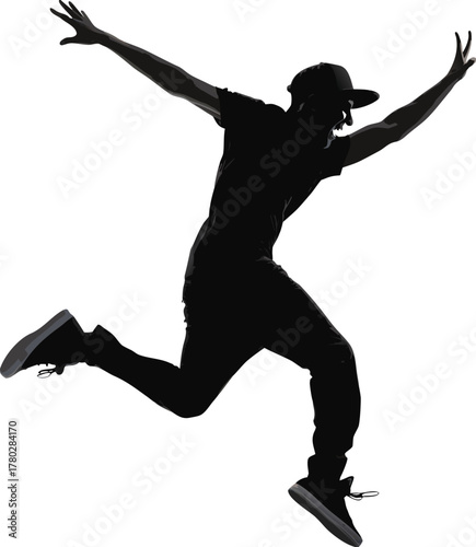 silhouette of a young man jumping