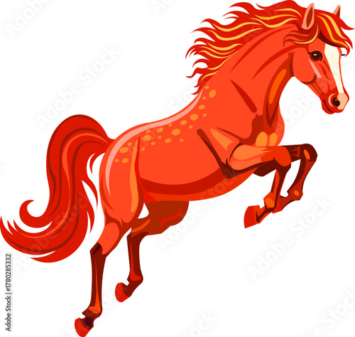 the red horse gallops quickly