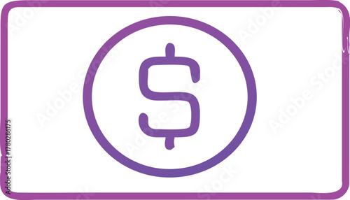 Modern cash payment icon with currency symbols and financial elements