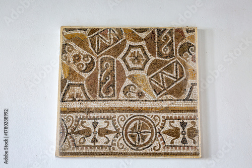 Ancient roman mosaic in El Djem archaeological museum, Tunisia