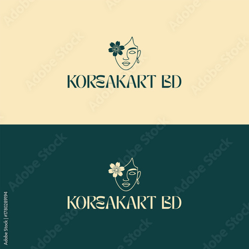 Koreakart BD Minimalist Line Art Logo with Floral Accent