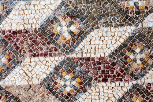 Ancient roman mosaic on the floor in El Djem archaeological museum, Tunisia