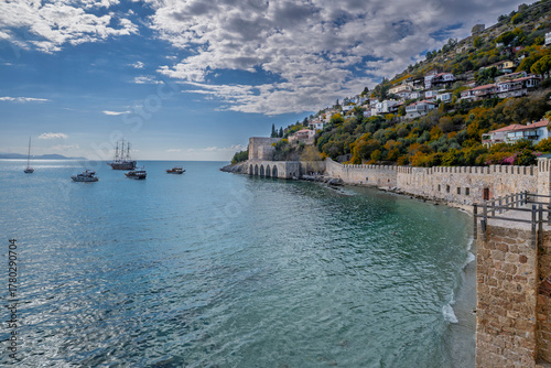 Fototapeta Naklejka Na Ścianę i Meble -  The Alanya Castle view in Turkey