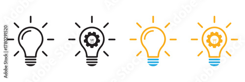Innovation Light Bulb with Gear Icon – Symbol of Creativity, Engineering, and Smart 
Ideas Vector