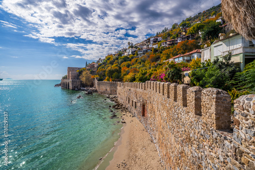 Fototapeta Naklejka Na Ścianę i Meble -  The Alanya Castle view in Turkey