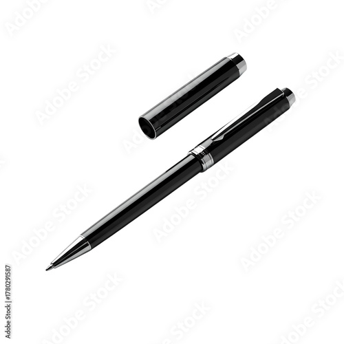 Elegant black pen with cap, perfect for signing documents or creative writing needs