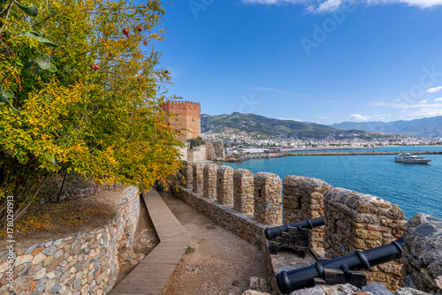 Fototapeta Naklejka Na Ścianę i Meble -  The Alanya Castle view in Turkey