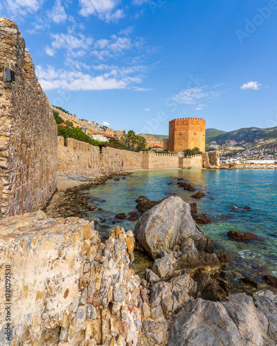 Fototapeta Naklejka Na Ścianę i Meble -  The Alanya Castle view in Turkey