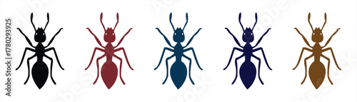 ant silhouette icon with various colors