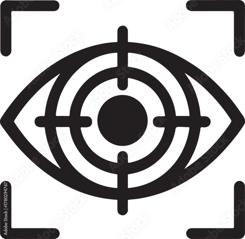 Monoline eye scan technology icon, biometric security concept, editable vector EPS file.
