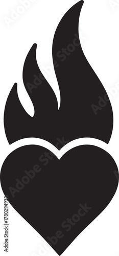Passion flame heart vector, love and romance symbol, fiery design, editable EPS illustration.