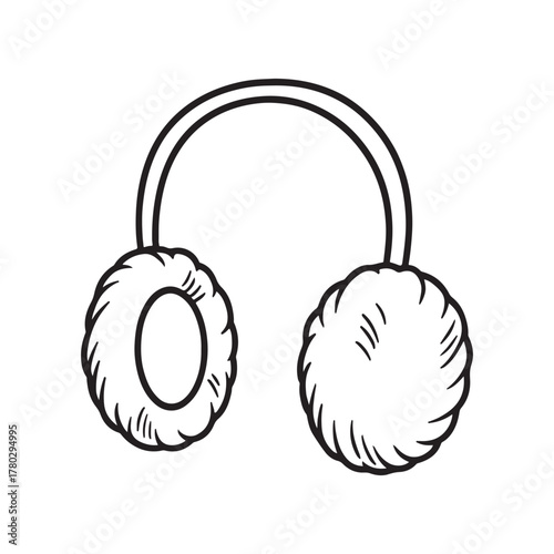 line art of earmuffs vector