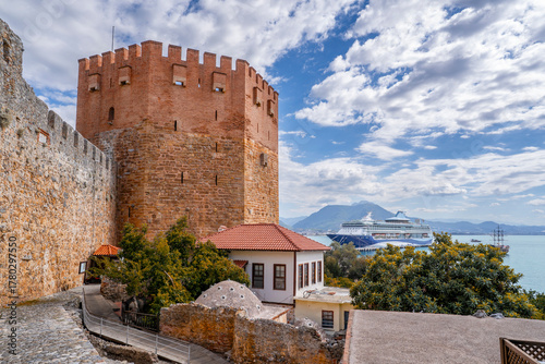 Fototapeta Naklejka Na Ścianę i Meble -  The Alanya Castle view in Turkey