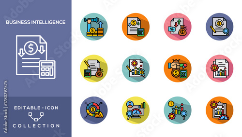Business Intelligence Isometric Icon Collection