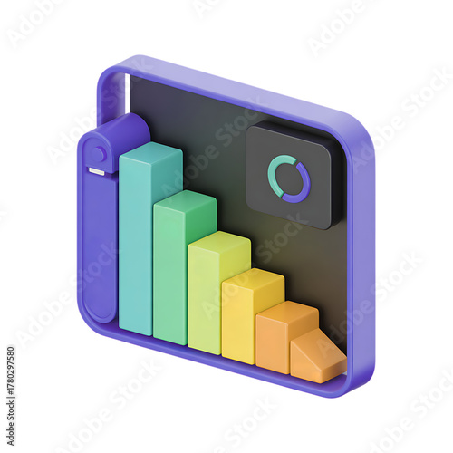 3d graph chart icon representing data analysis and finance trends