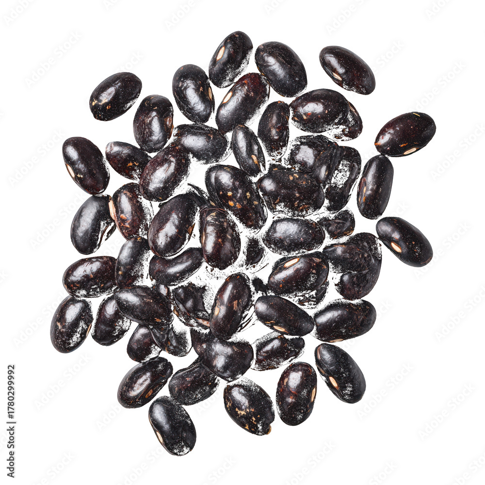 Obraz premium Overhead View of Black Beans Pile isolated on a transparent background