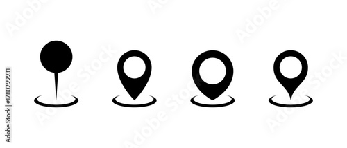 Place marker icon set. Map pin, location and gps pointer symbol. Navigation and destination sign