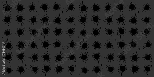 Black  pattern with blots. Endless abstract background with simple elements. Pattern of ink blots on a white background. Paint stains. vector  Illustration