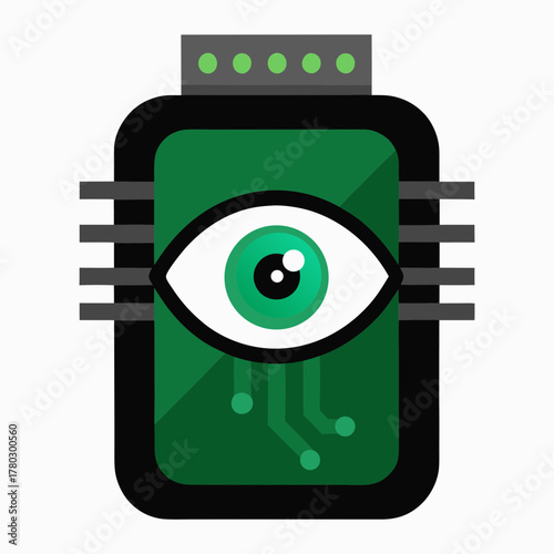 A futuristic innovative digital biometric eye print scanner vector art illustration