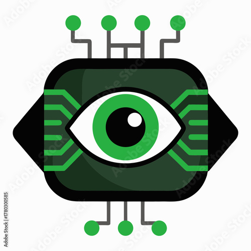 A futuristic innovative digital biometric eye print scanner vector art illustration