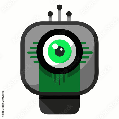 A futuristic innovative digital biometric eye print scanner vector art illustration
