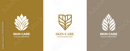 Elegant Skin Care Logos Featuring Abstract Floral and Leaf Designs