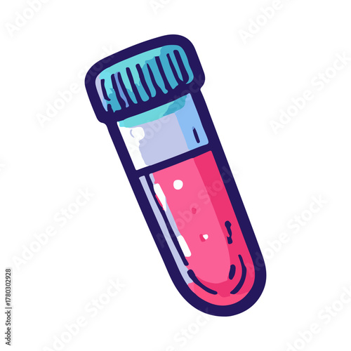 Medical Test Tube with Pink Liquid for Science Experiment